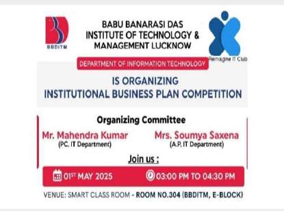 Institutional Business Plan Competition poster and participants